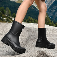 Damen Chelsea-Regenstiefeletten wasserdicht mit Blockabsatz & Profilsohle – Saphira