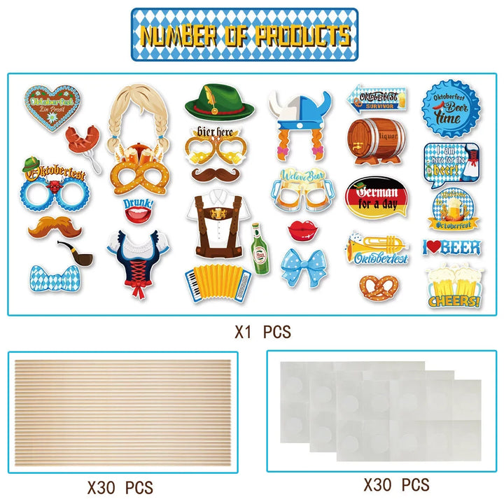 Foto-Requisiten Set im Oktoberfest-Design (30-teilig)- 1+1 Gratis – GaudiSpaß Oktoberfest 2025