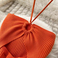 Trendy rückenfreies Maxi-Strickkleid mit Seitenschlitz für Damen (Einheitsgröße) – Liora