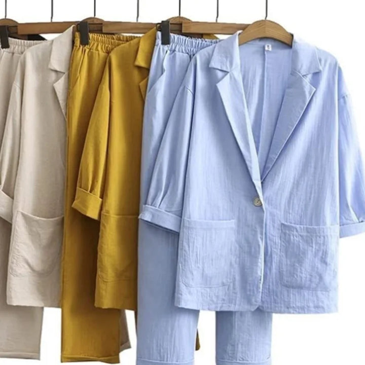 Herbstlich & Stylisch Zweiteiler mit Jäckchen und gerader Hose Damen – Sorella