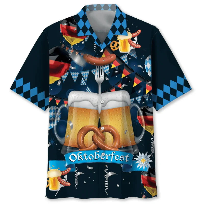 Hawaii-Hemd mit Bier- & Brezn-Muster – FeierLaune Oktoberfest 2025