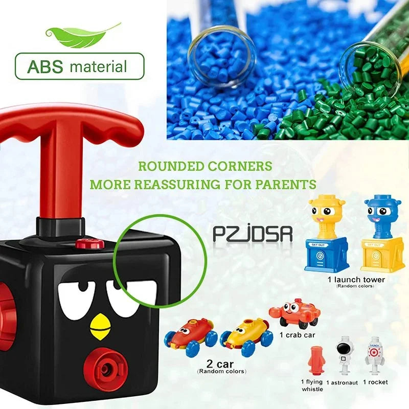 ABS-Spielzeugauto-Set mit Startturm, bunten Autos, sicherem Design, für Kinder geeignet.