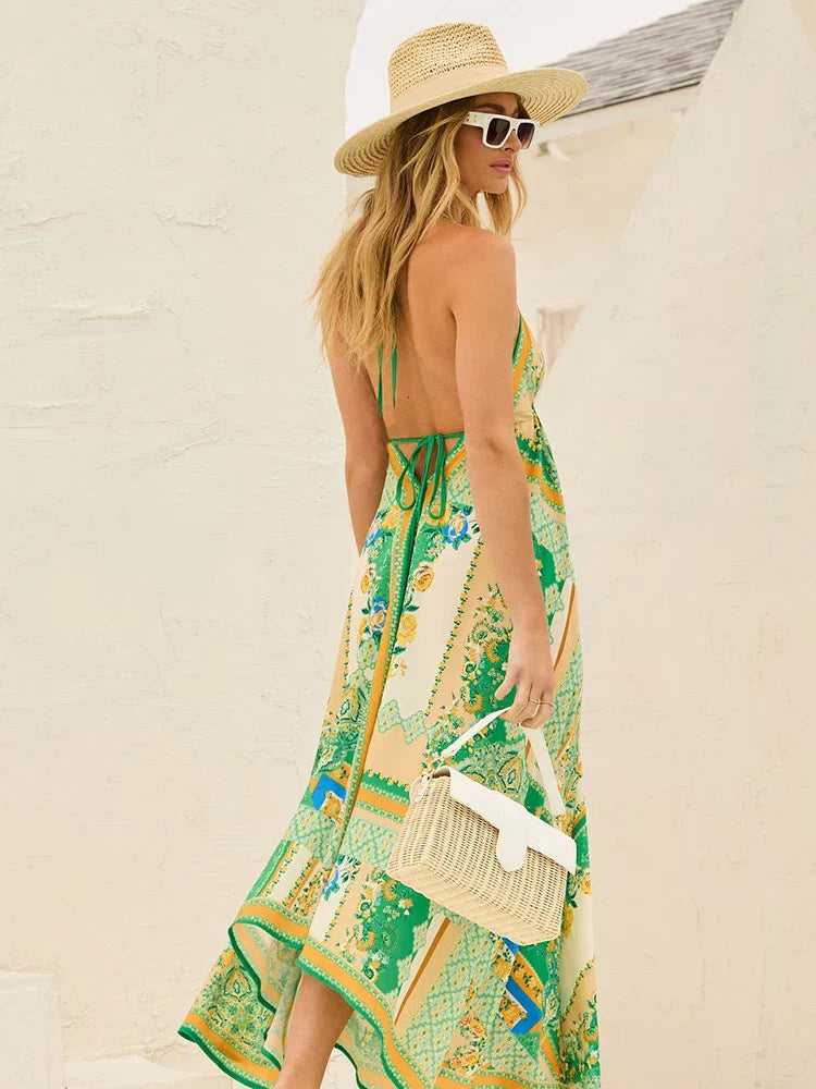 Luftiges & Stylisches Boho-Maxikleid mit Halterneck für Damen – Naya