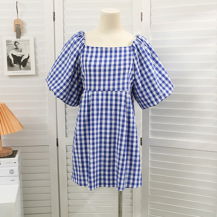 Modisches Damenkleid mit Karree-Ausschnitt & Puffärmeln – Selina