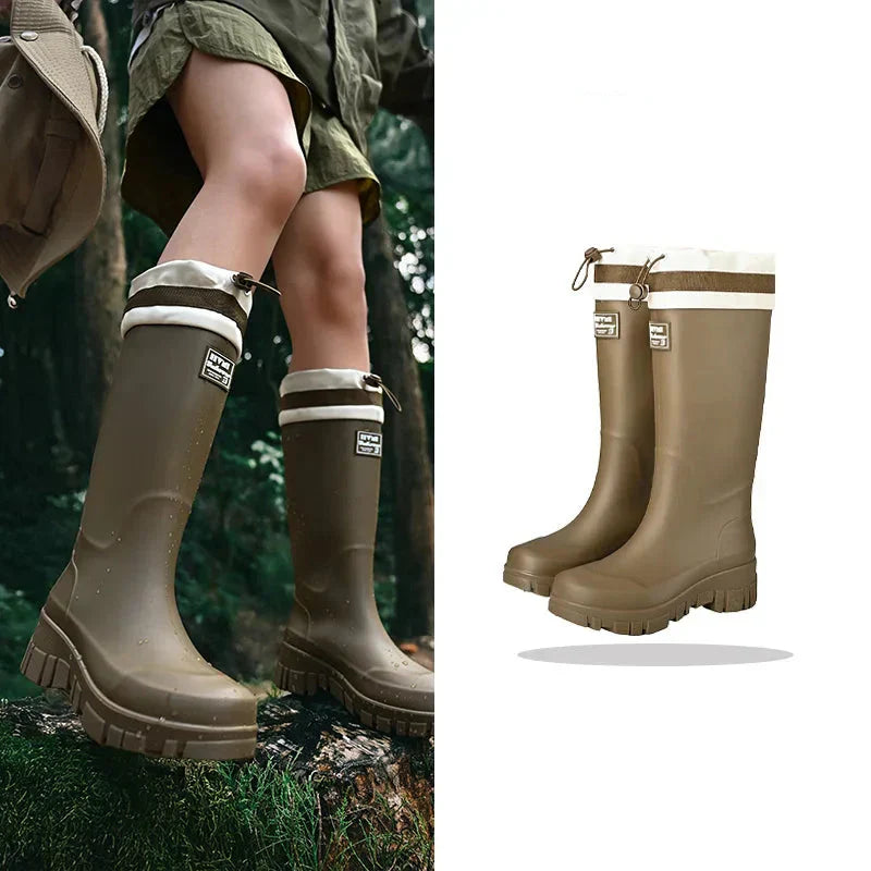 Damen Regenstiefel retro Look wasserdicht mit Antirutschsohle – Arlena