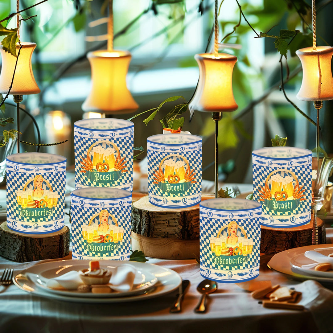 Tisch-Laternen Set im Oktoberfest-Design (12 Stück, 1+1 gratis) – LampenFreude Oktoberfest 2025