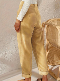 Damen Cordhose mit hoher Taille und geradem Schnitt – Elvira