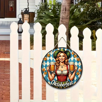 Runde Wanddeko „Oktoberfest-Madl“ (20 cm) – BierMaid Art Oktoberfest 2025