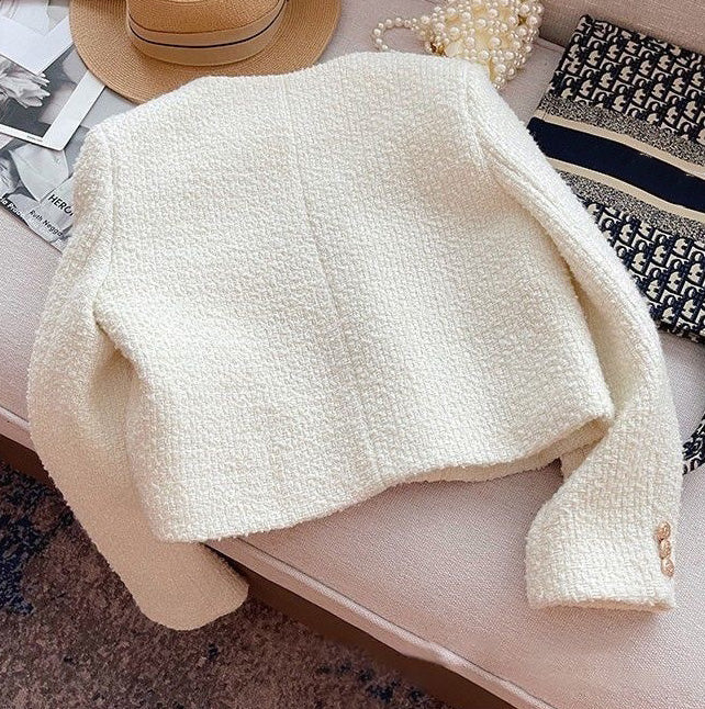 Damen Tweedjacke mit Rundhalsausschnitt – Celeste