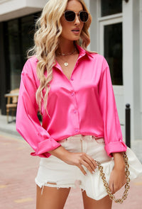 Herbstlich satiniert elegante Damenbluse – Mireille