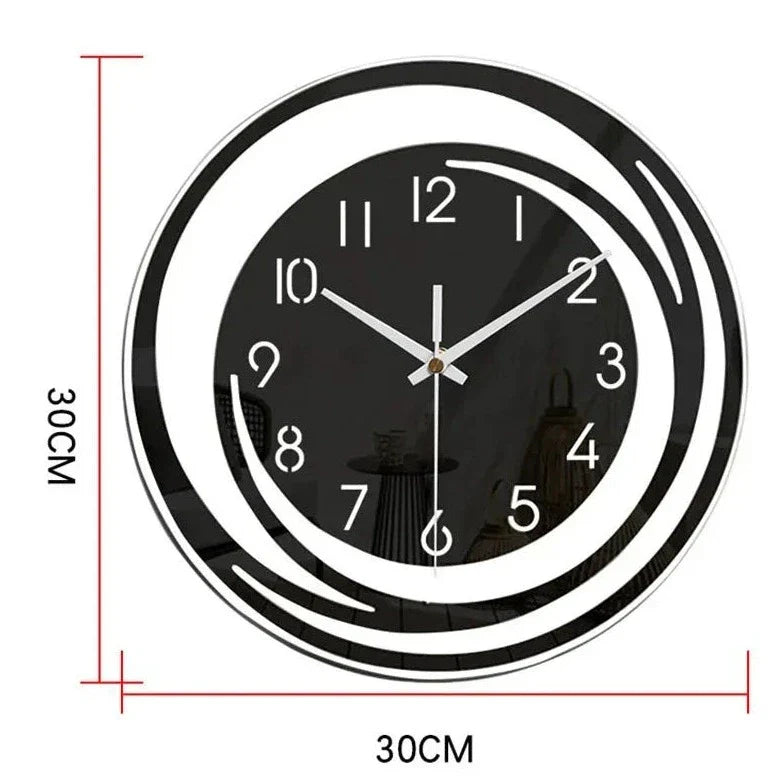 Schwarze Wanduhr, 30 cm, modernes Design, runde Form, dekorativ, Wohnzimmeruhr.