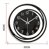 Schwarze Wanduhr, 30 cm, modernes Design, runde Form, dekorativ, Wohnzimmeruhr.