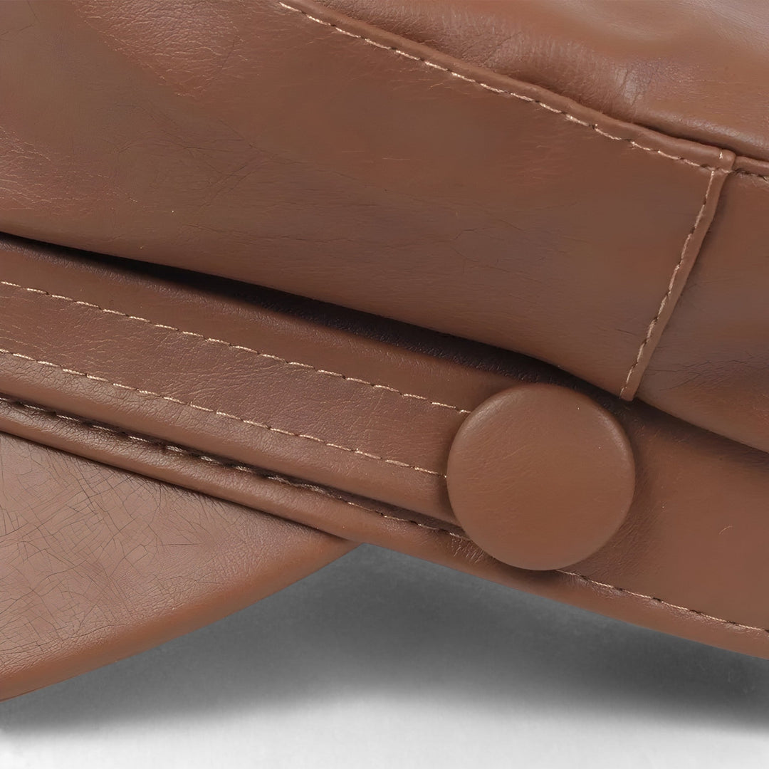 Oktagonale Damen Schiebermütze aus PU-Leder – Herbstzauber Valence