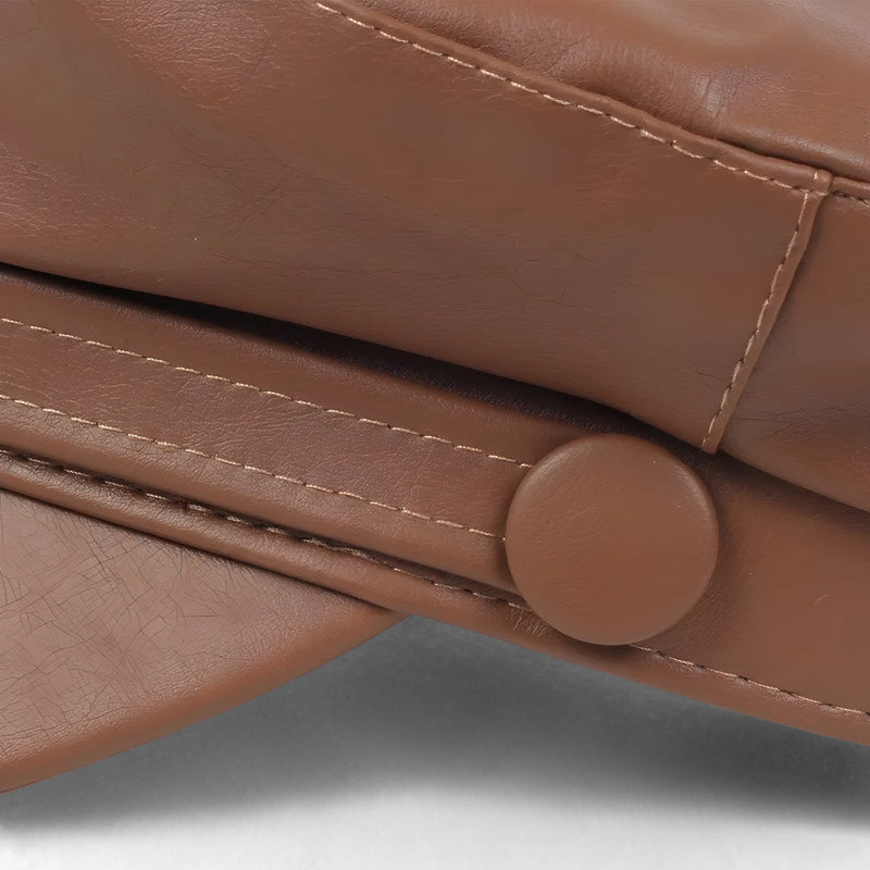 Oktagonale Damen Schiebermütze aus PU-Leder – Herbstzauber Valence