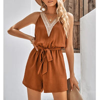 Kanten Sommer-Jumpsuit mit V-Ausschnitt und Shorts – Sorelle
