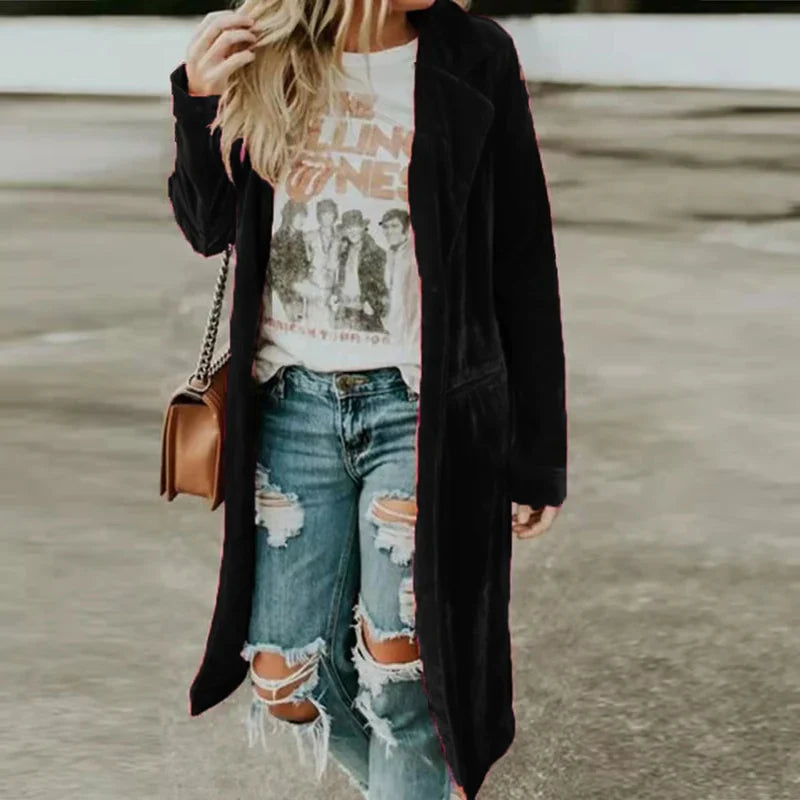 Damen Samt-Duster-Mantel – Valentina Herbstzauber