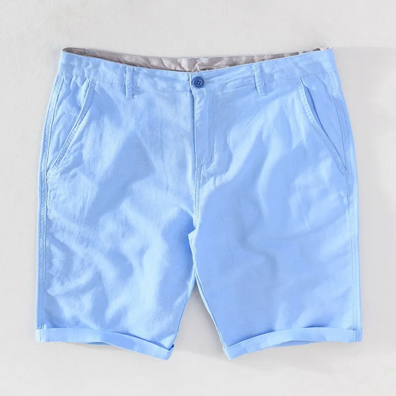 Strandshorts Herren Leinen-Baumwolle Sommerlook mit Knopfverschluss - Sandro