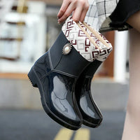 Damen Regenstiefel wasserdicht mit Blumen-Detail & Profilsohle – Serelina