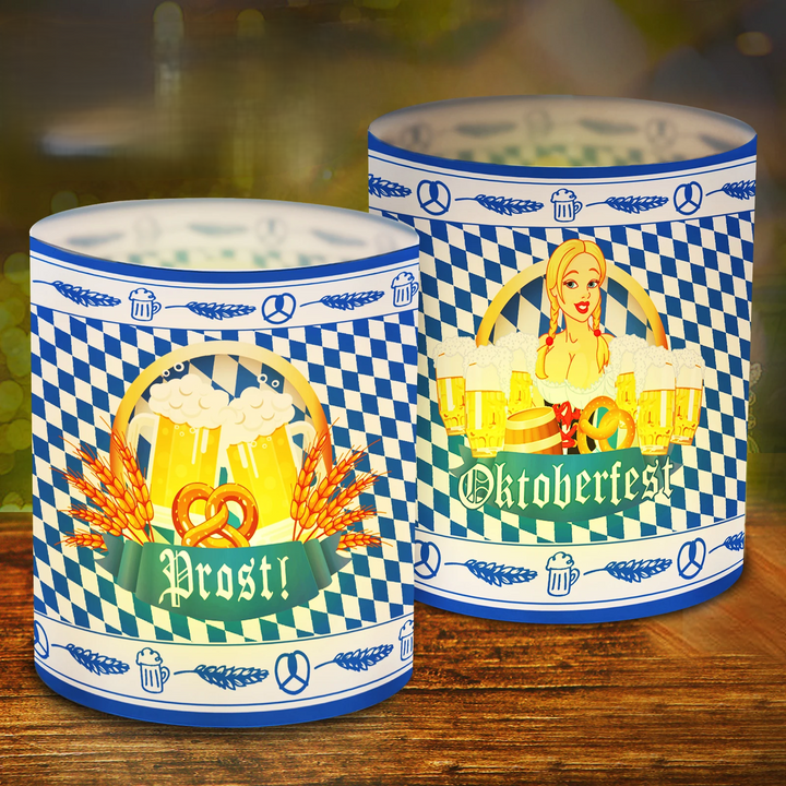 Tisch-Laternen Set im Oktoberfest-Design (12 Stück, 1+1 gratis) – LampenFreude Oktoberfest 2025