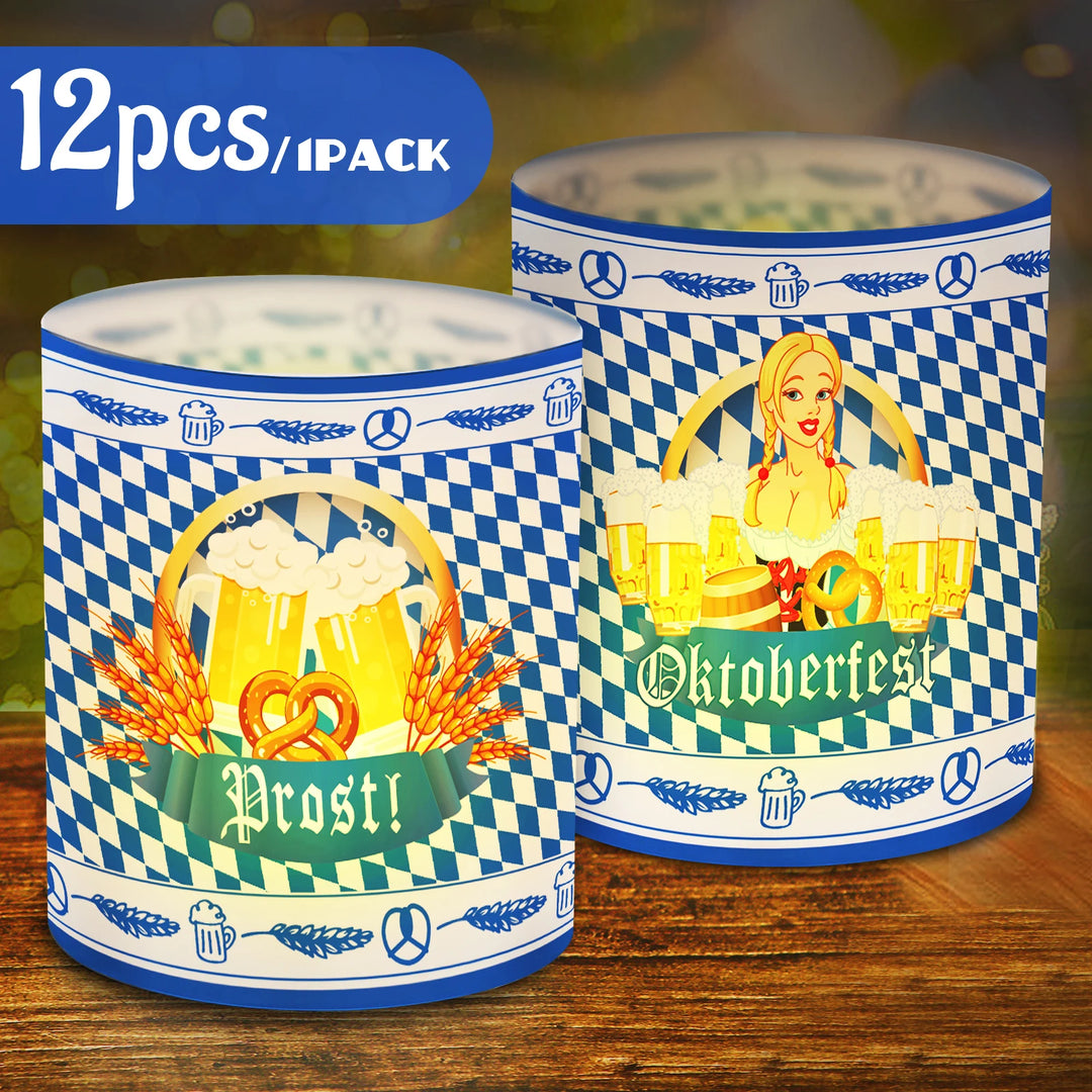 Tisch-Laternen Set im Oktoberfest-Design (12 Stück, 1+1 gratis) – LampenFreude Oktoberfest 2025