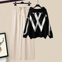 Damen Zweiteilige Herbst Set mit Strickpullover und weiter Hose – Selina