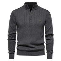 Herren Strickpullover aus Baumwolle mit Reißverschluss & Stehkragen – Ardel