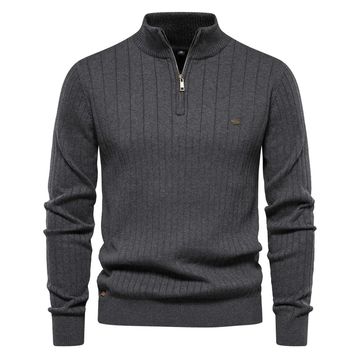 Herren Strickpullover aus Baumwolle mit Reißverschluss & Stehkragen – Ardel