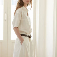 Luftig & Zeitlos Kurzarm Leinenbluse Damen V-Ausschnitt – Milena