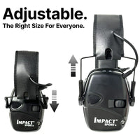 Schwarzer verstellbarer Gehörschutz Impact Sport, ideal für Lärmschutz und Schießsport.