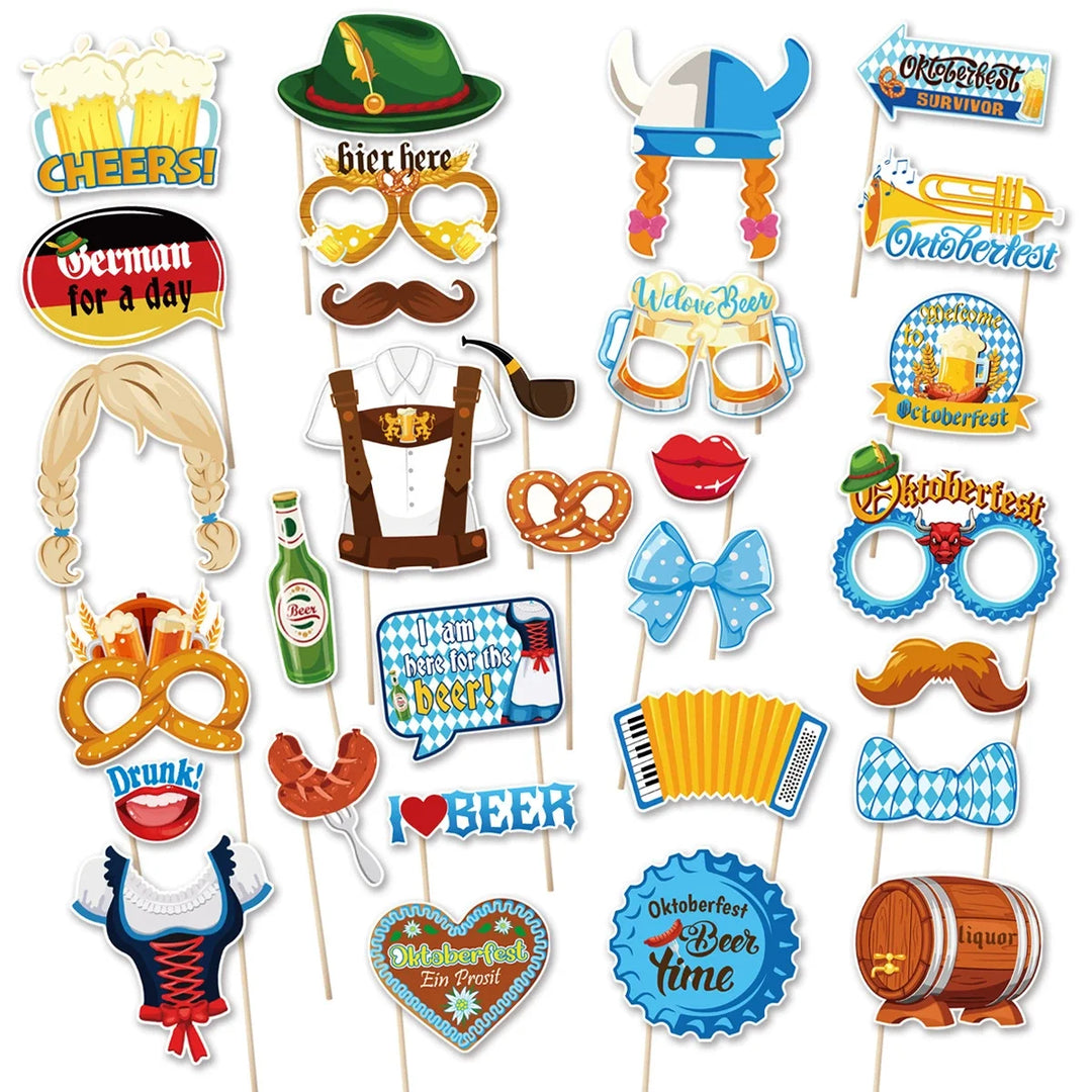 Foto-Requisiten Set im Oktoberfest-Design (30-teilig)- 1+1 Gratis – GaudiSpaß Oktoberfest 2025