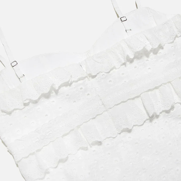 Stilvolles Besticktes Camisole Maxikleid in Weiß – Alina