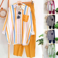 Zweiteiliges Herbst-Set aus Leinen Kuscheliges Shirt & Weite Hose - Zayenne