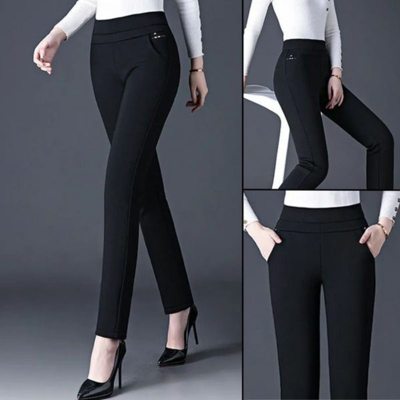 Damenhose schwarz, elegant, Stretchmaterial, hohe Taille, Business-Look, modisch, bequem.