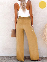 Damen Leinenhose mit Hoher Taille und weitem Bein – Livia