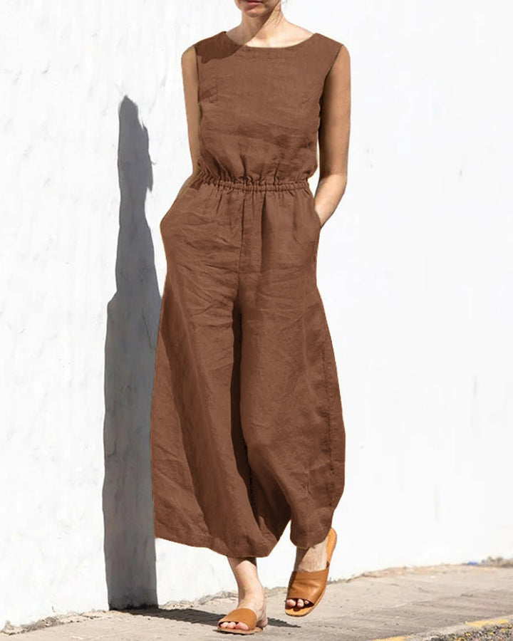 Ärmelloser Jumpsuit mit weitem Bein – Aurelia