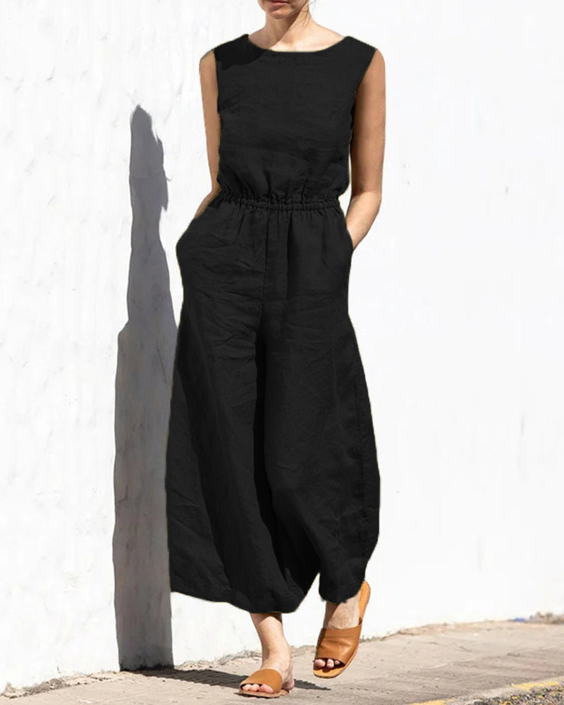 Ärmelloser Jumpsuit mit weitem Bein – Aurelia