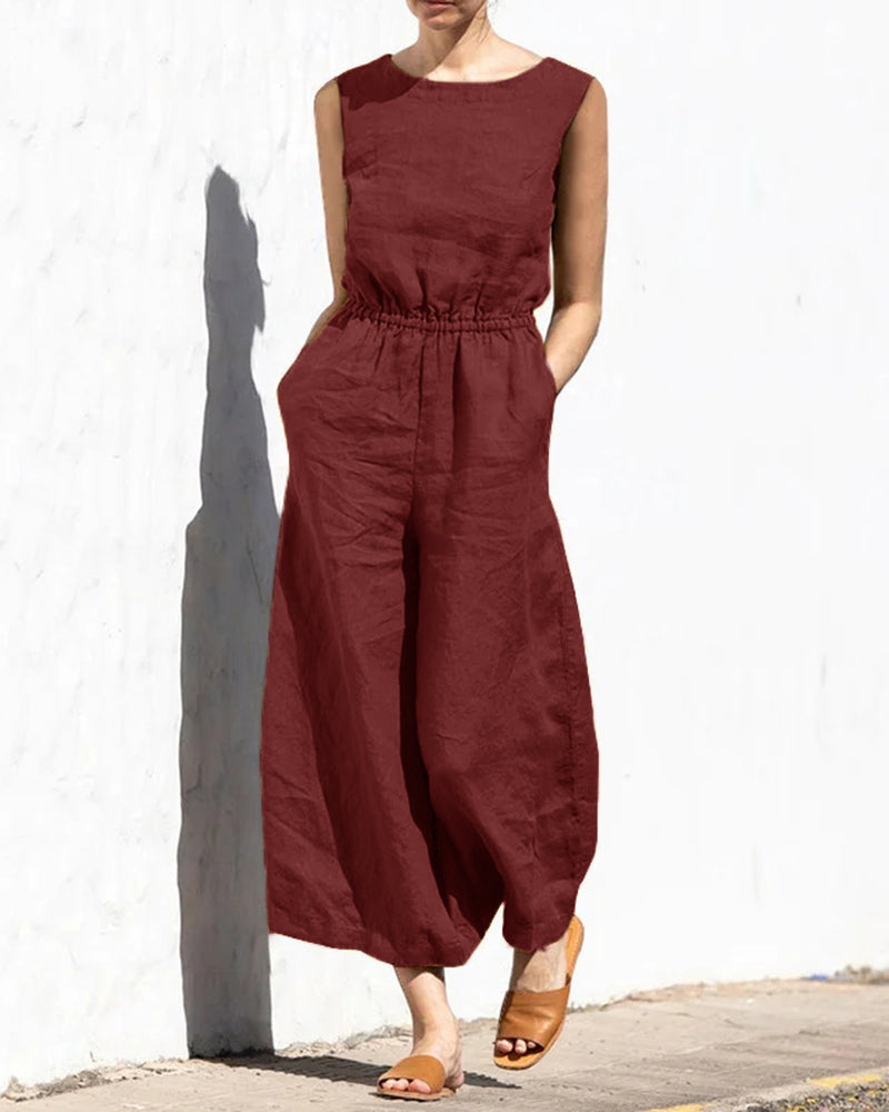 Ärmelloser Jumpsuit mit weitem Bein – Aurelia