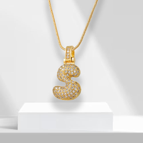 Goldene Buchstabenanhänger Halskette, Buchstabe S, mit Strasssteinen, Schmuck für Damen.