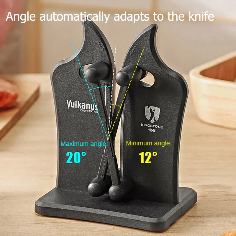 Schwarzer Vulkanus Messerschärfer, einstellbarer Winkel, Küchengerät, Edelstahl, langlebig.
