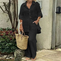 Luftig & Stylisch Oversized Leinen-Kombi mit Bluse und Hose Damen – Amaris