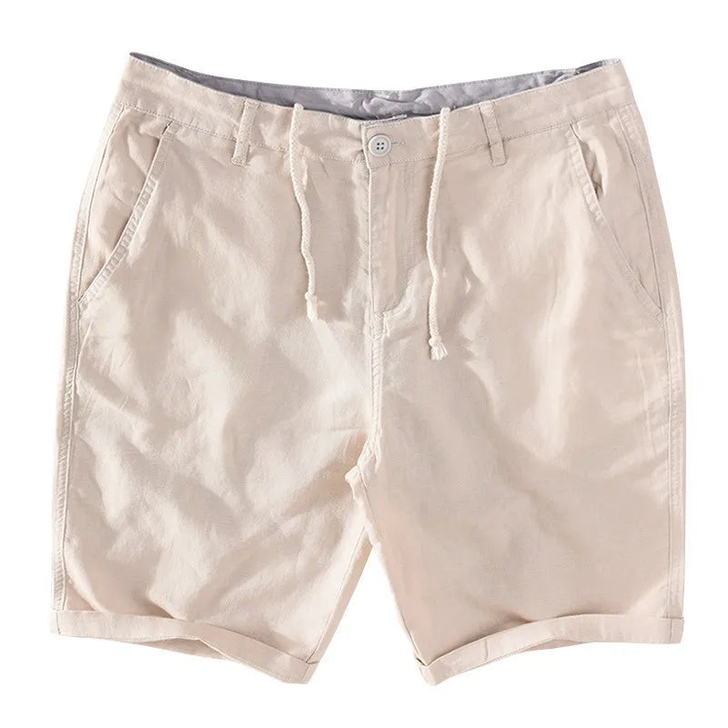 Strandshorts Herren Leinen-Baumwolle Sommerlook mit Knopfverschluss - Sandro