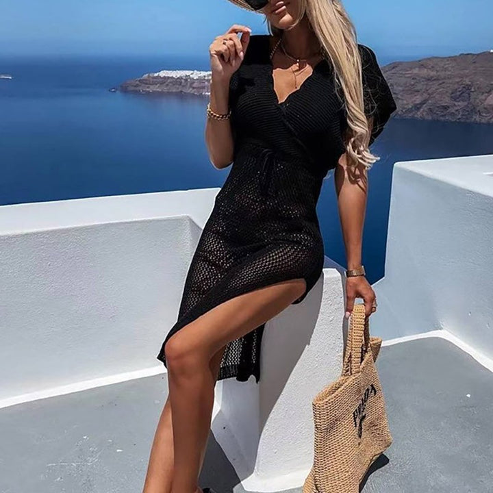 Gehäkeltes Strandkleid mit Taillengürtel – Yara