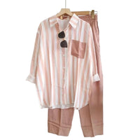 Zweiteiliges Herbst-Set aus Leinen Kuscheliges Shirt & Weite Hose - Zayenne
