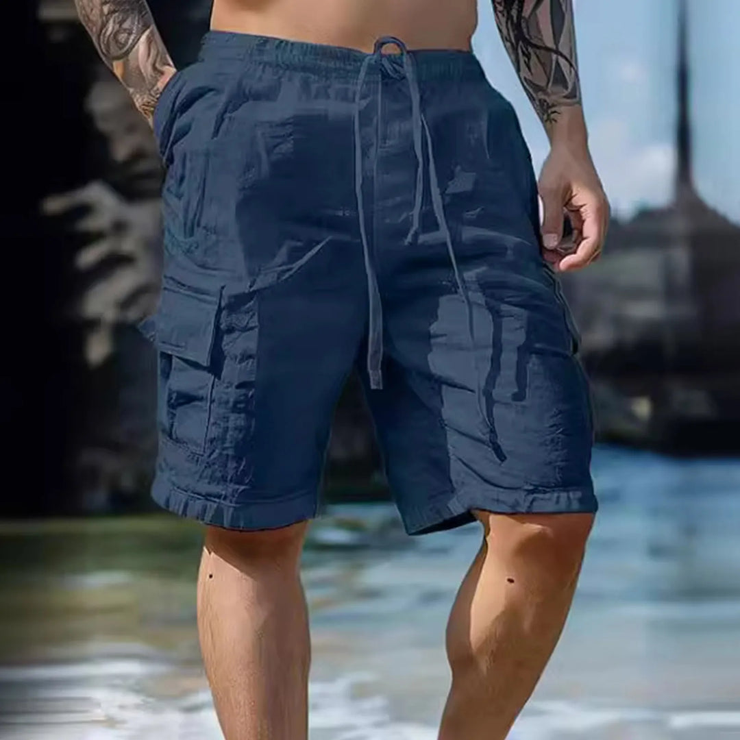 Luftige Herren Leinen-Shorts mit weitem Bein und Kordelzug – Silas