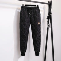 Schwarze Stepphose, Herren, warm, Wintermode, elastischer Bund, Freizeitkleidung.