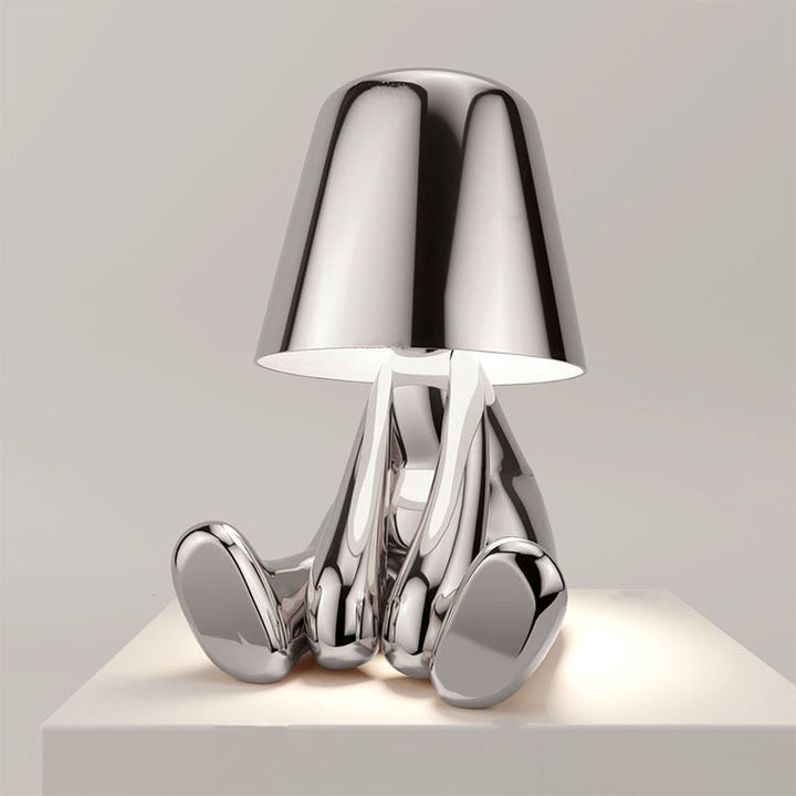 Silberne Tischlampe in Hasenform, modernes Design, Metall, Wohnzimmerbeleuchtung, Dekoration.