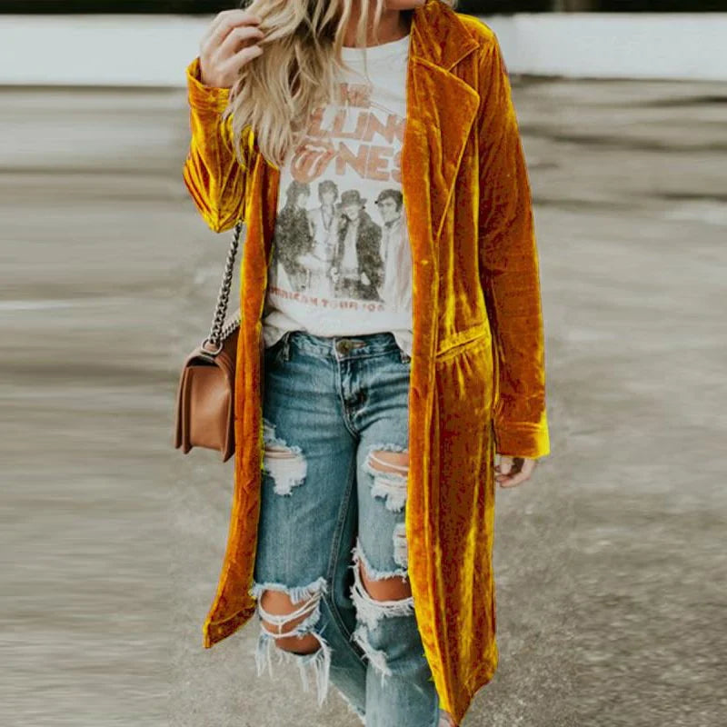 Damen Samt-Duster-Mantel – Valentina Herbstzauber