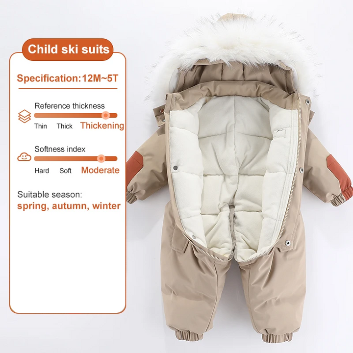 Baby-Winteroverall mit Kapuze, wasserdicht und warm gefüttert – Mila Winterzauber Edition