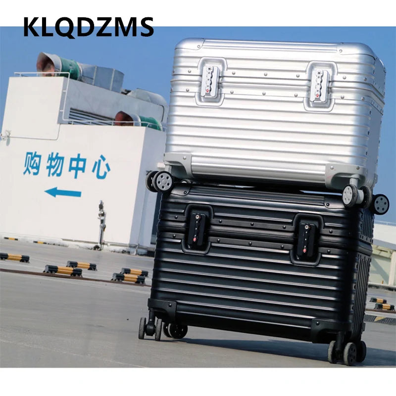 KLQDZMS Rolling Suitcase Full Aluminum Magnesium Alloy Boarding Box Men's Business Trolley Case 18"20"22"24 Inch Luggage