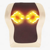 Shiatsu-Massagekissen beige, LED-Beleuchtung, ergonomisch, Nacken- und Rückenmassagegerät.